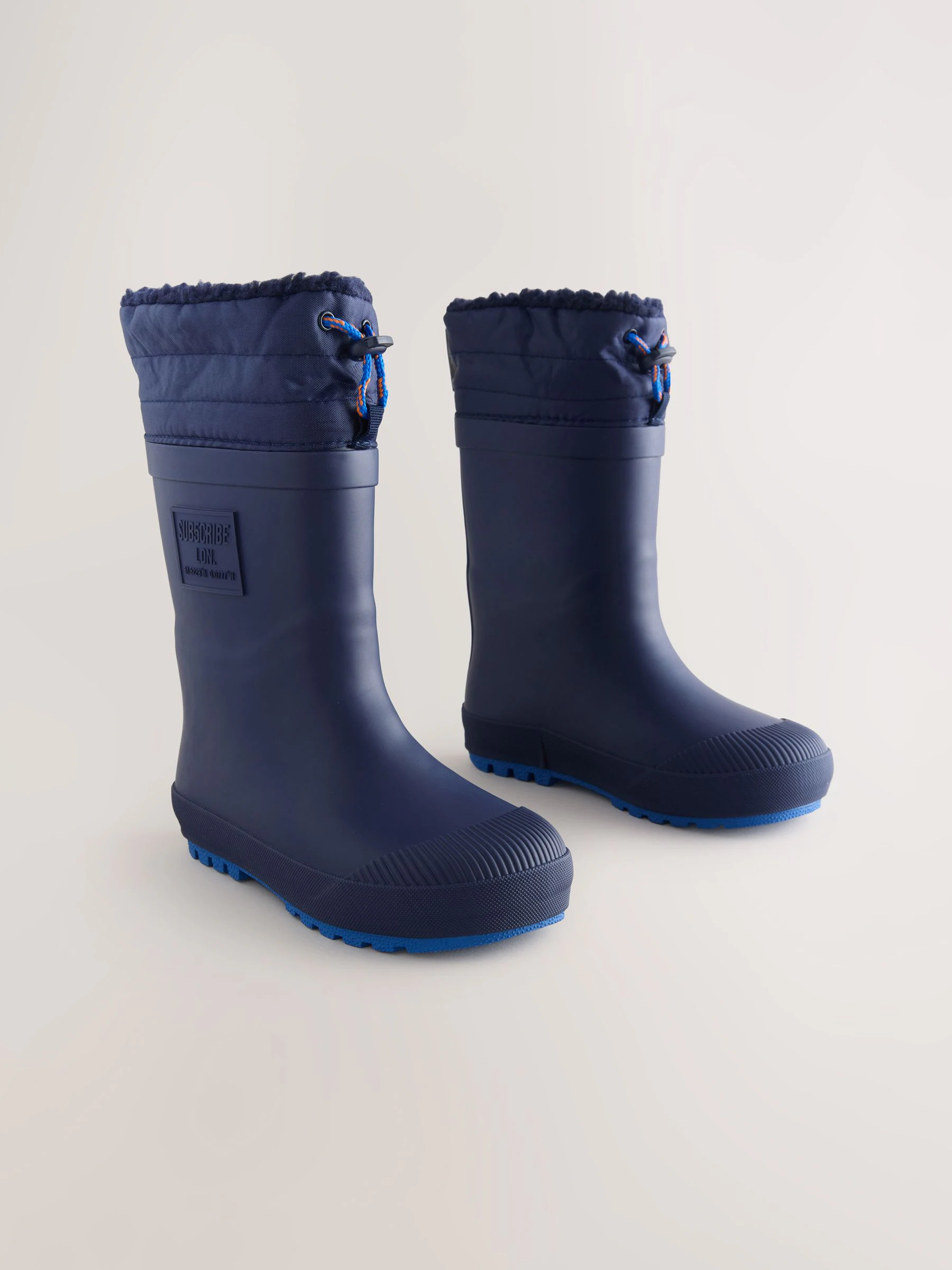 Donkerblauw - Warme gevoerde regenlaarzen met rand