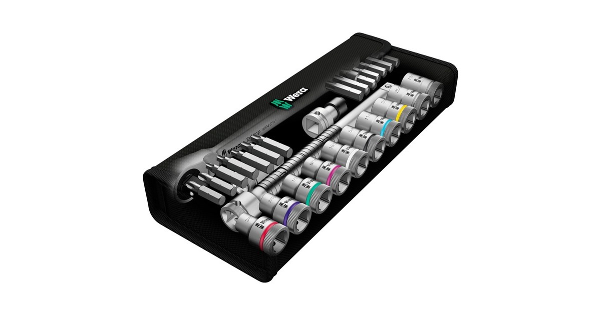 Wera8100 SC 11 Zyklop Metalen ratelset gereedschapsset  (Zwart/groen, 28-delig, volledig metalen omschakelbare ratel)
