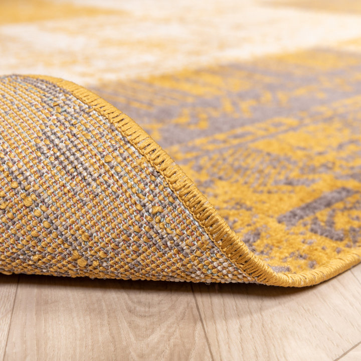 Patchwork vloerkleed - Spring Okergeel/Taupe | Warm