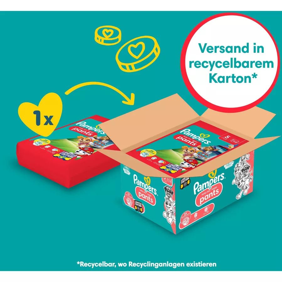Pampers Baby-Dry Pants Paw Patrol, Gr. 5 Junior 12-17kg, Monatsbox (1 x 160 Pants)
