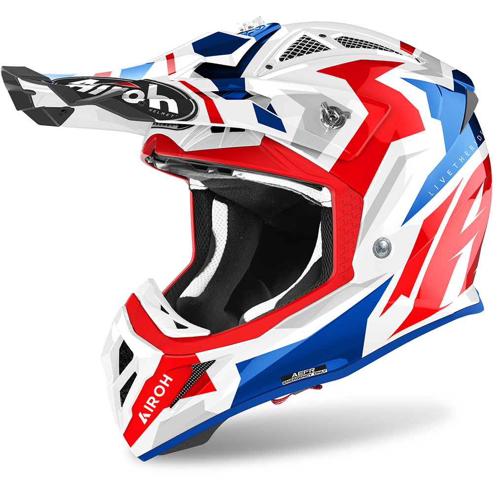 Airoh - Casque Aviator Ace Swoop Blanc brillant / Bleu / Rouge