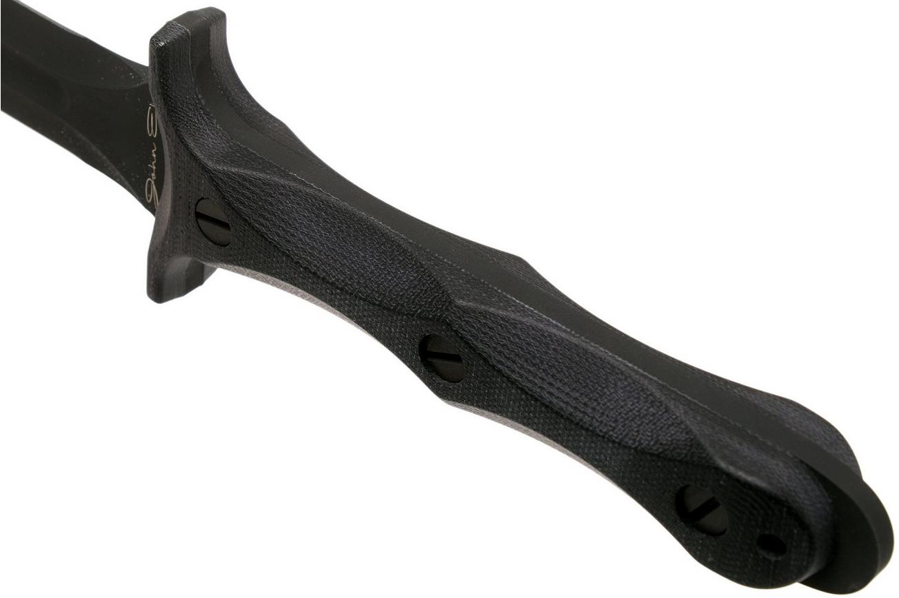 Rick Hinderer EK Dagger O1 Parkerized, Black Micarta commando dolkmes