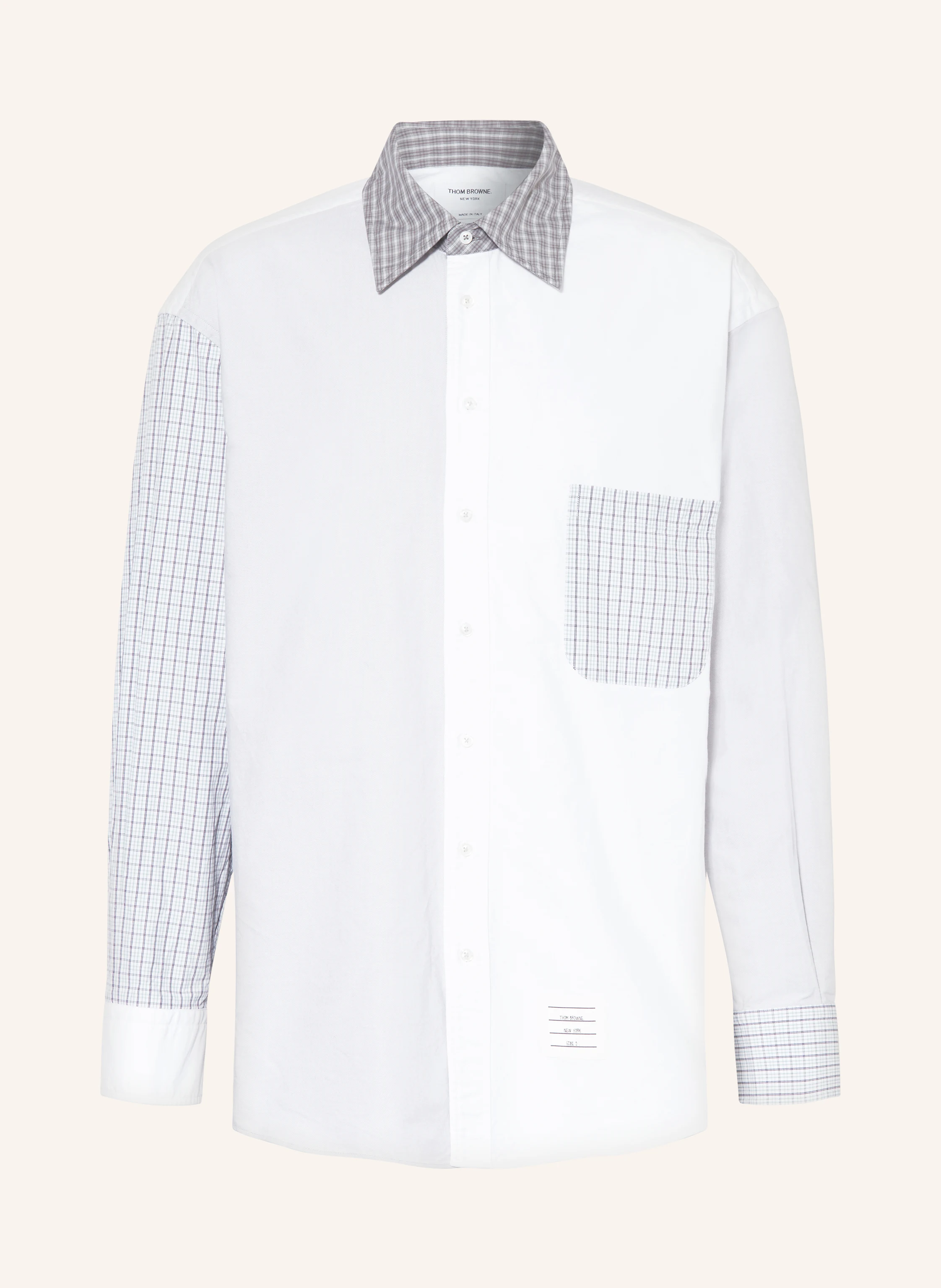THOM BROWNE. Hemd Oversized Fit im Materialmix
