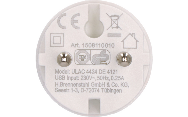 Brennenstuhl Steckdosenadapter Schutzkontakt 230 V auf USB 5 V