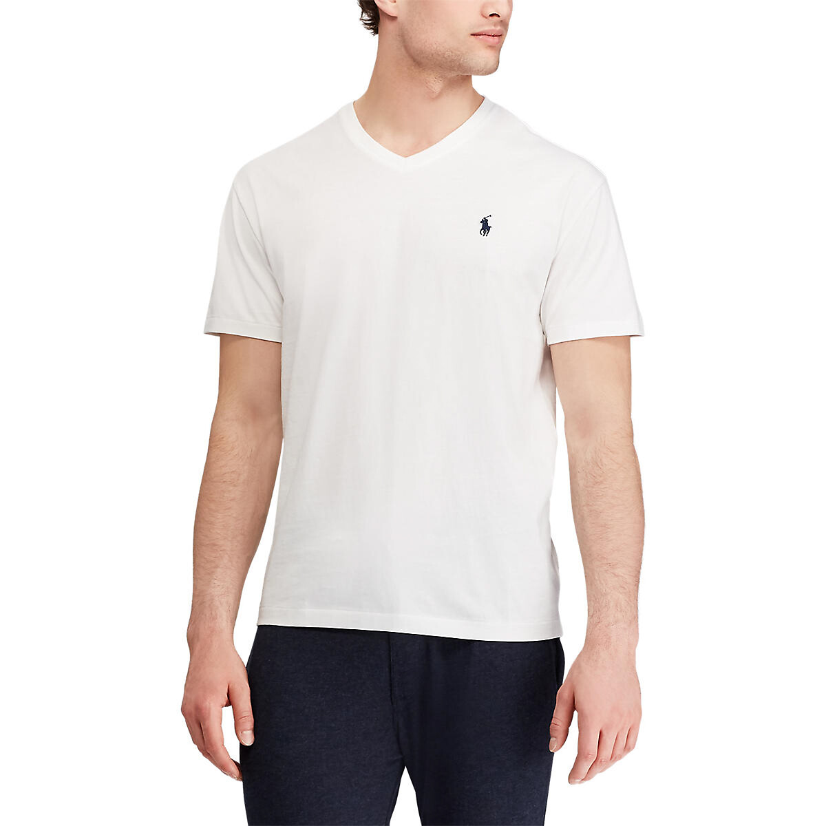 Camiseta POLO RALPH LAUREN com decote em V em malha de algodão.