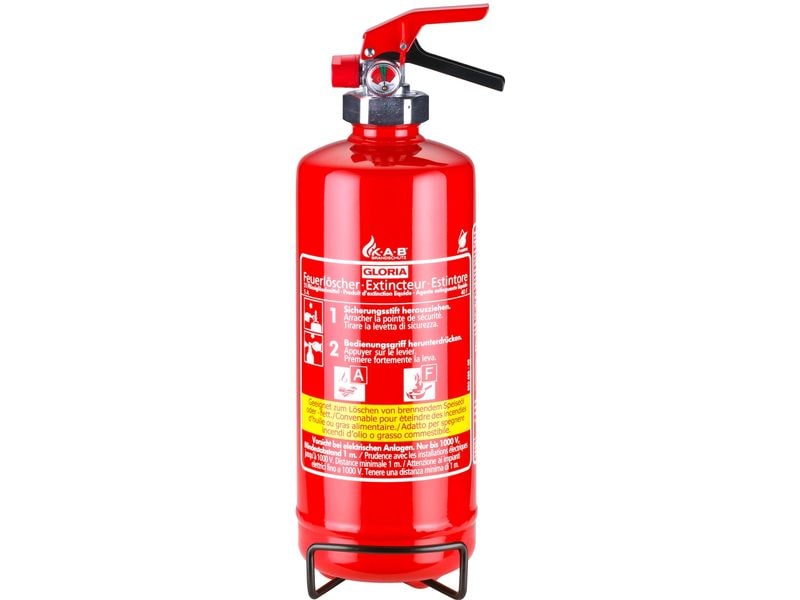 Gloria Feuerlöscher Schaum Brandklasse AF 2 l Standarder, fluorfreier Fettbrandfeuerlöscher