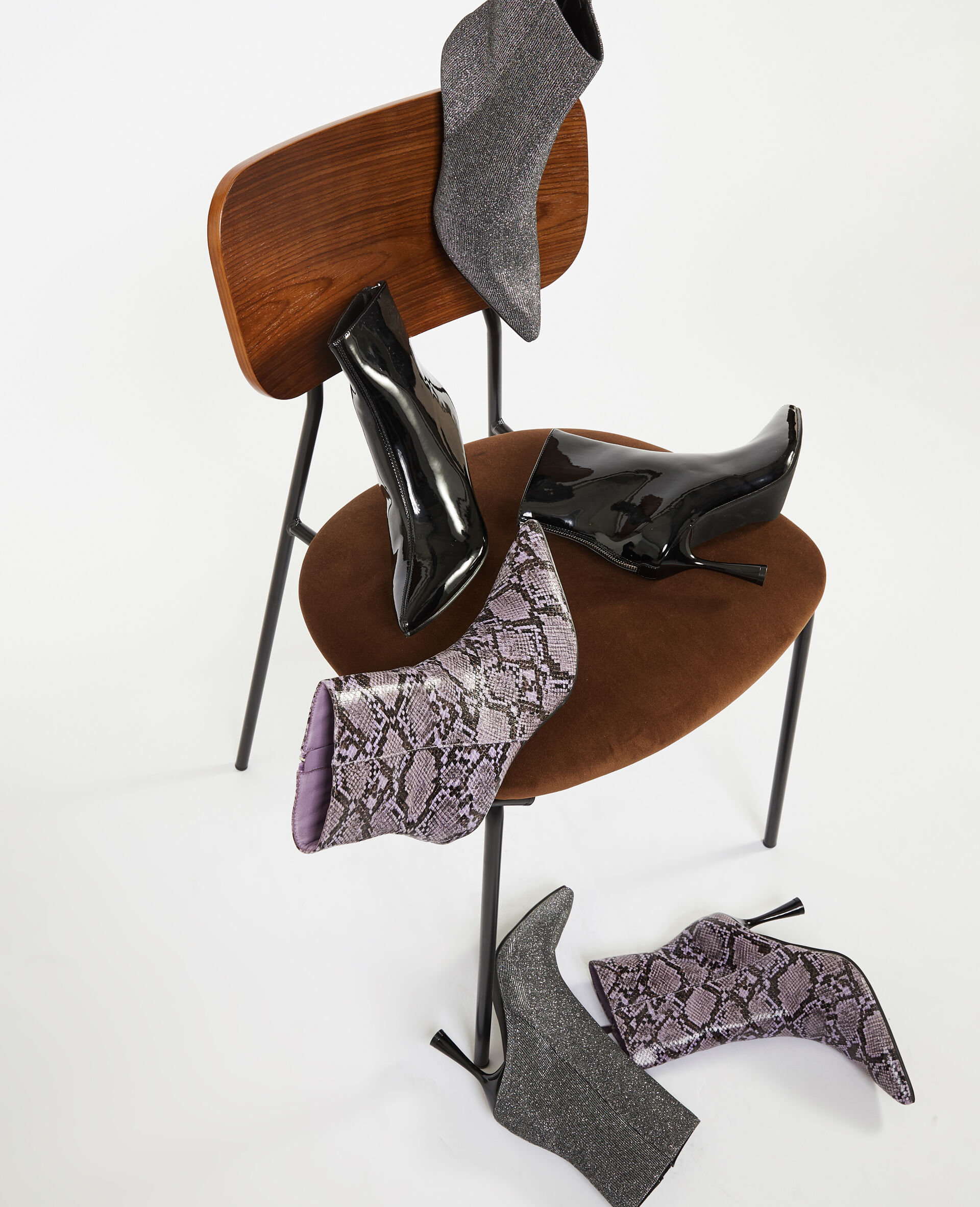 Boots pointues en maille textile avec lurex - Argenté