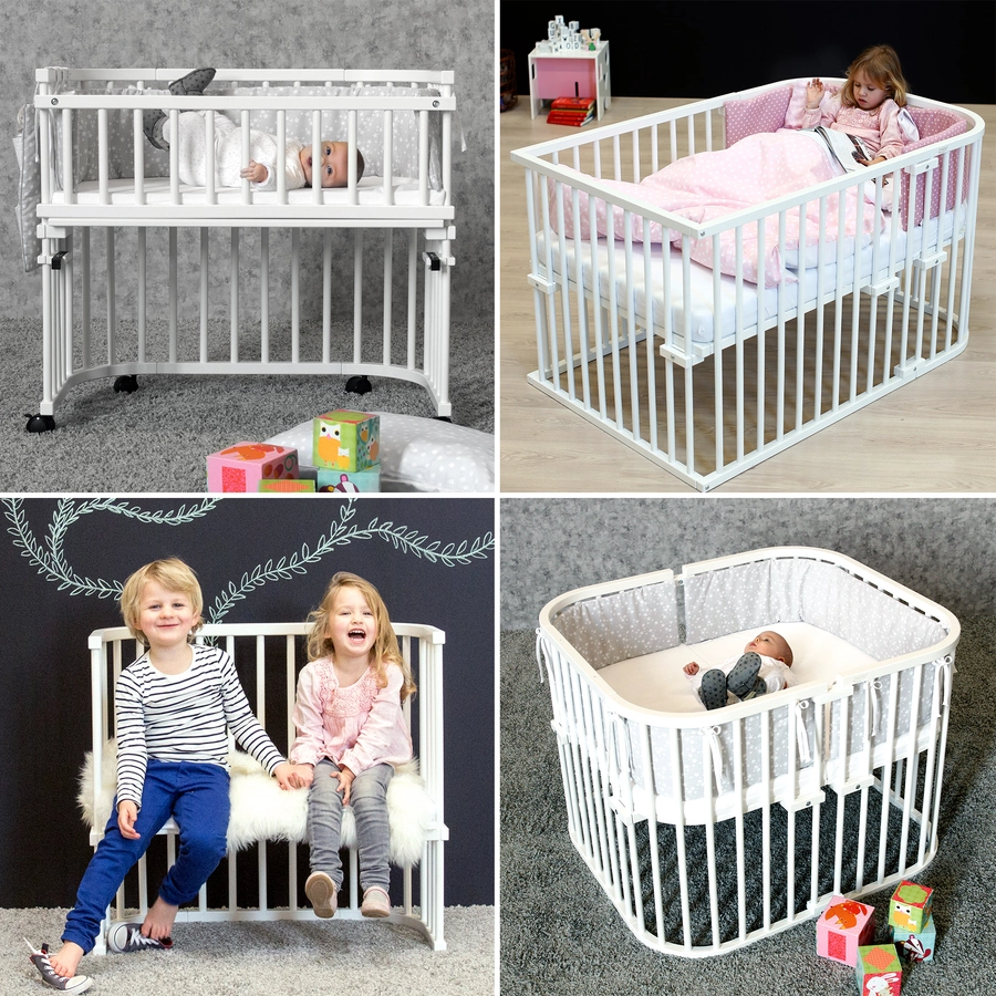 babybay Boxspring Beistellbett weiß mit Matratze Classic Cotton Soft