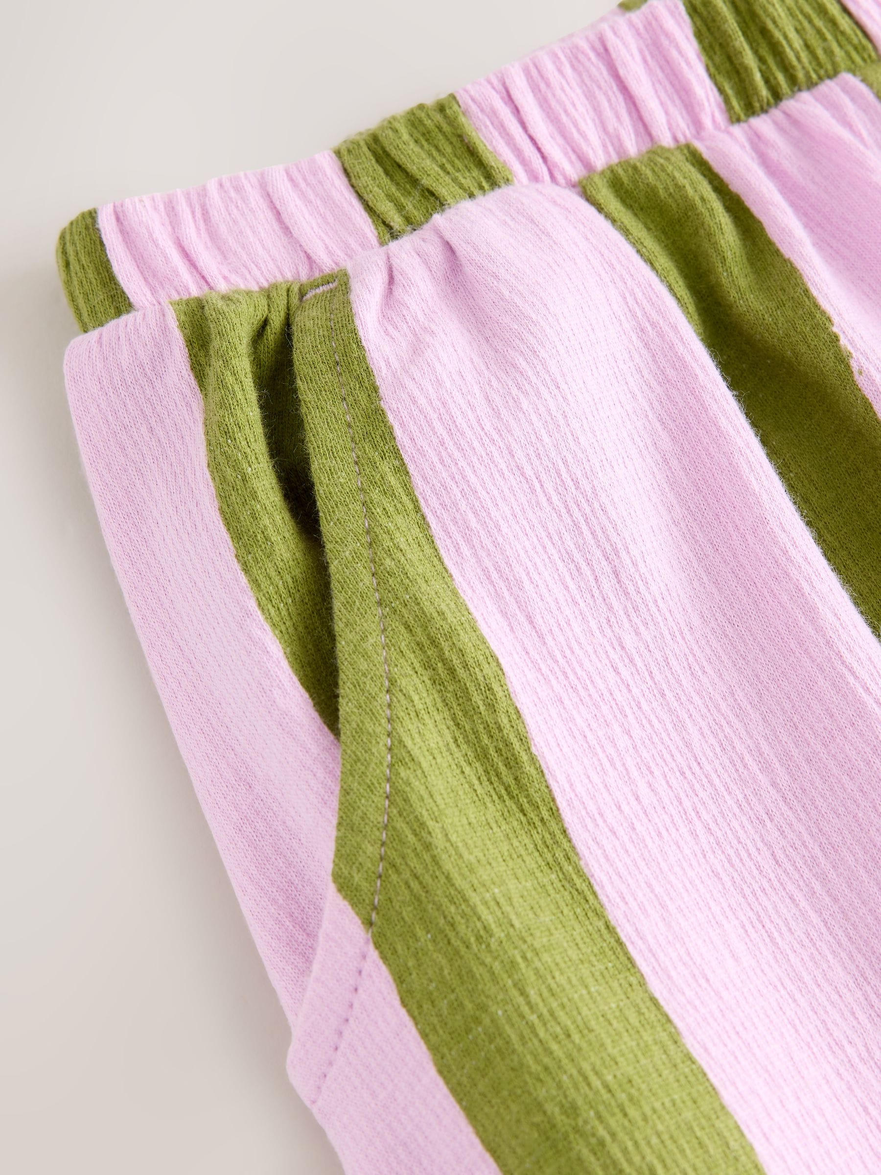 Roze-groen gestreept - Barrel Trousers (3mths-7yrs)