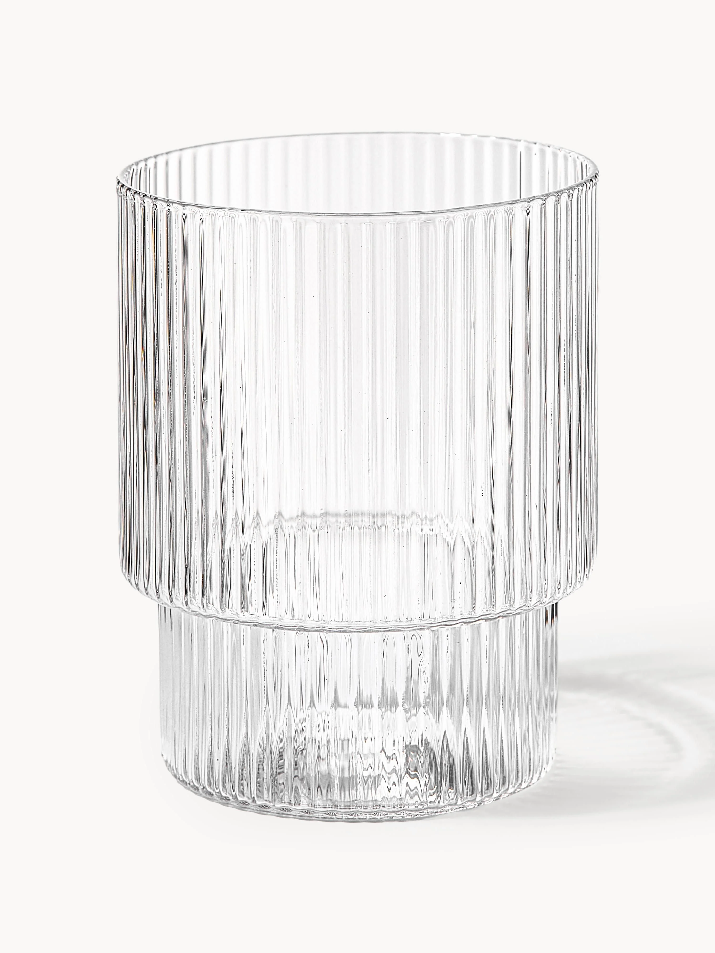 Mondgeblazen tumblers Ripple met groefreliëf, 4-delig
