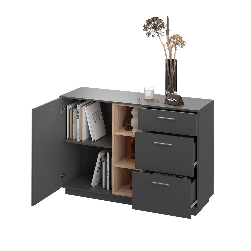 Vicco Kommode Highboard Anrichte Beatrice Anthrazit 3 Schubladen Sideboard Regal