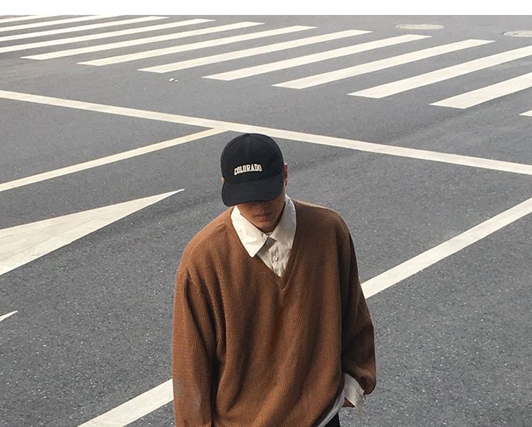 Omozando - Mock tweedelig V-hals sweatshirt met kraag
