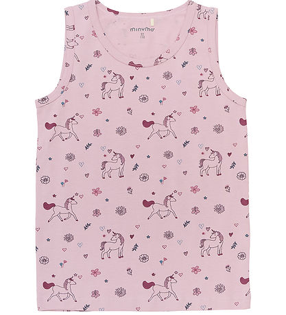 Minymo Unterhemd - 2er-Pack - Altrosa/Dawn Pink m. Einhörner