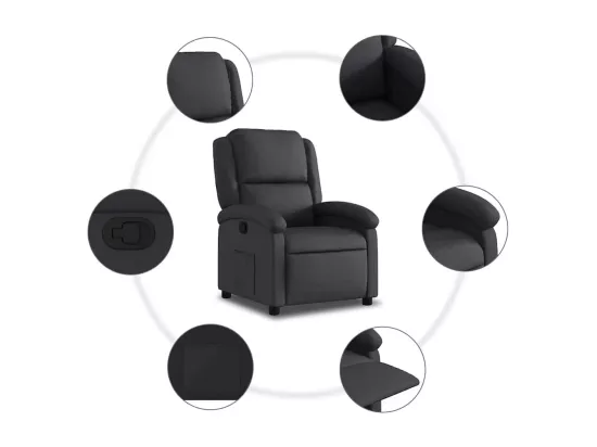 Fauteuil inclinable noir cuir véritable