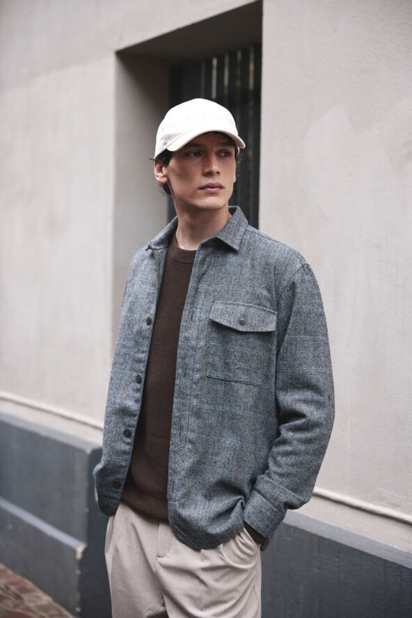 Casual Friday CFALVIN LS herringbone overshirt Anthracite black