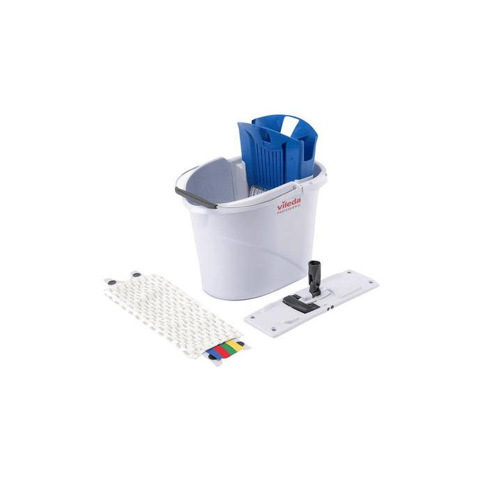 Vileda 129713 UltraSpeed Mini starterkit 10l - emmer, blauwe pers, frame, Micro mop - exclusief steel