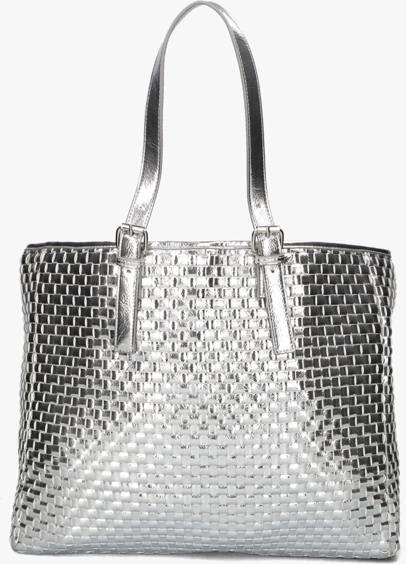 zilveren núnoo schoudertas maxi shopper braided recycled cool