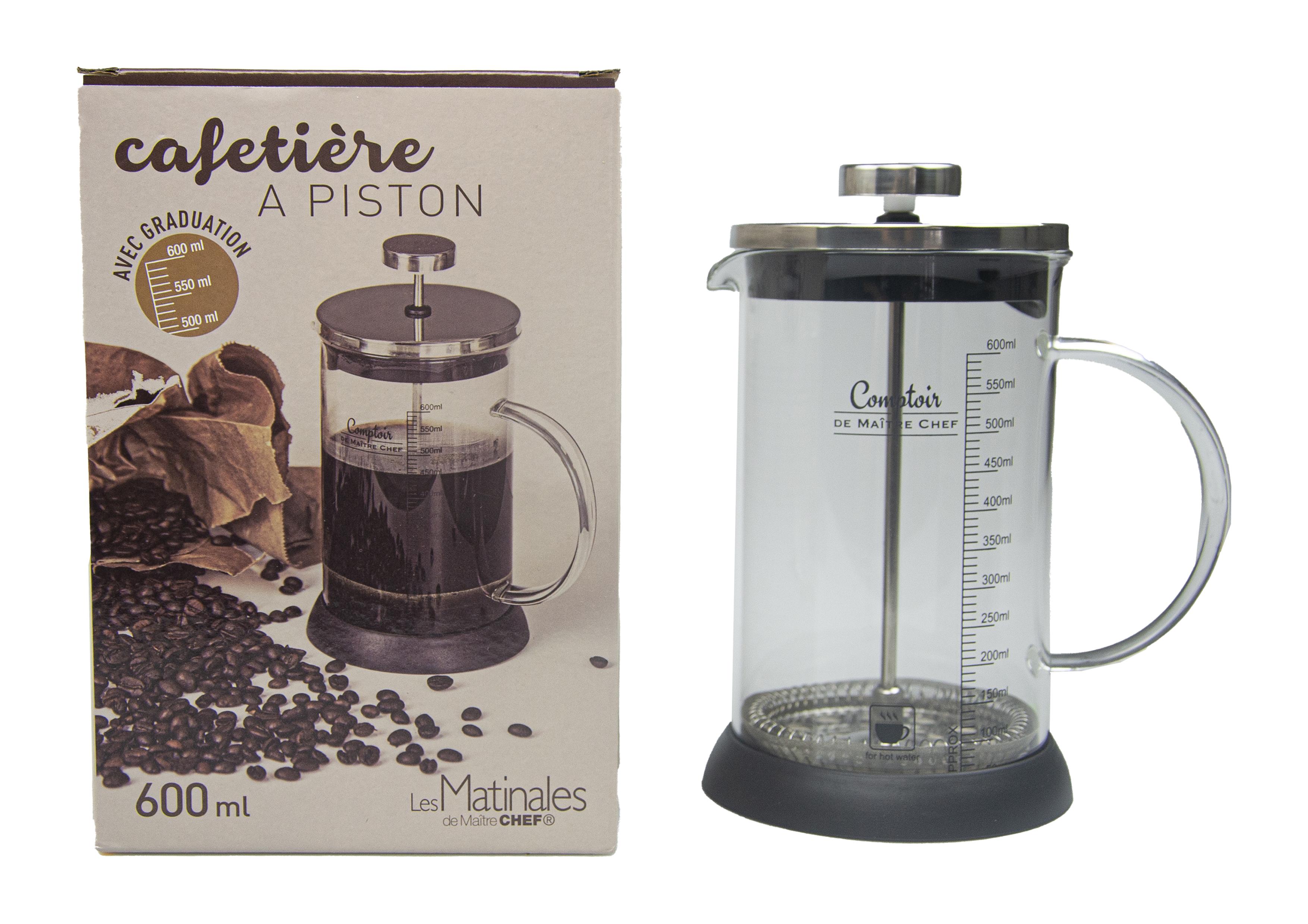 CAFETIERE A PISTON GRADUEE VERRE 600ML