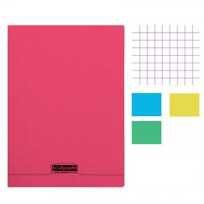 Calligraphe 8000 - Cahier polypro - 17 x 22 cm - 96 pages - petits carreaux (5x5 mm) - disponible dans différentes couleurs