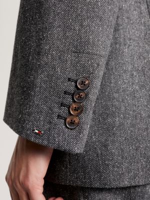 Blazer Neppy Relaxed Fit de Abotoamento Simples