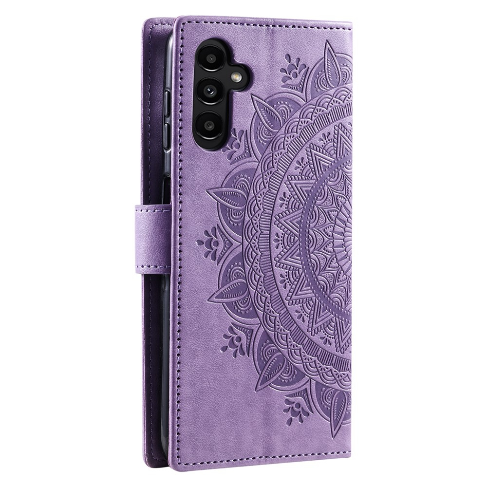 Samsung Galaxy S25 FE Leder Tasche Wallet - Mandala Flowers Imprint - Lila