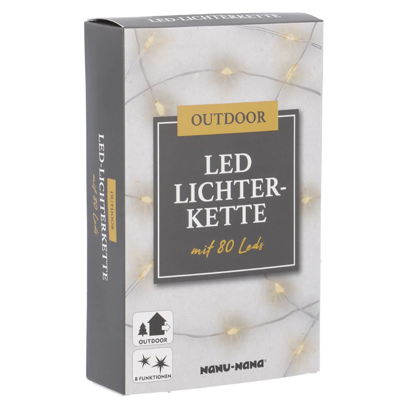 LED Lichterkette Outdoor, 8 Funktionen, 80er