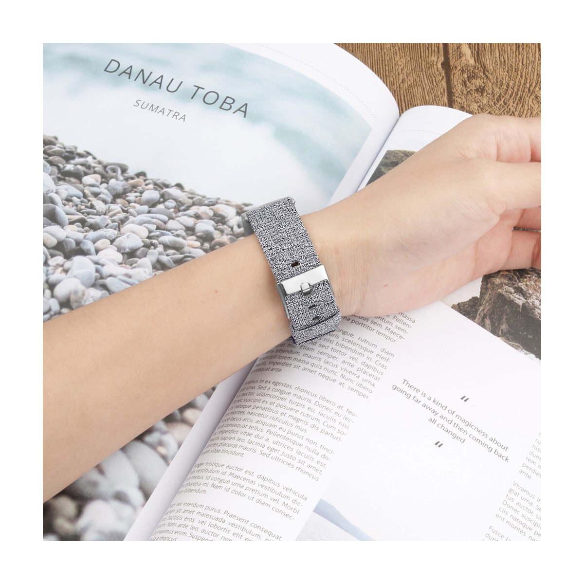 Fitbit Charge 3/4 armbånd canvas grå (L)