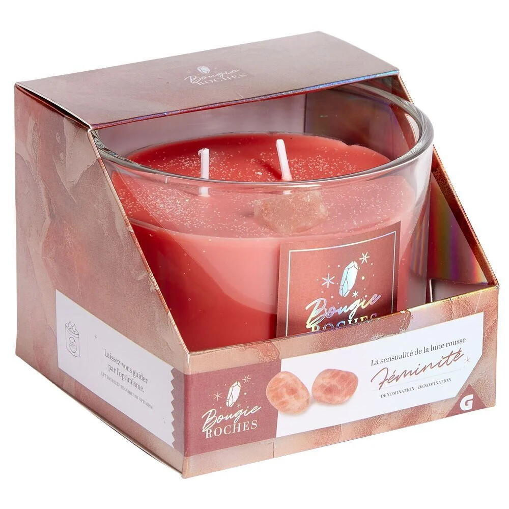 Bougie roche pierre de lune féminité orange 35H