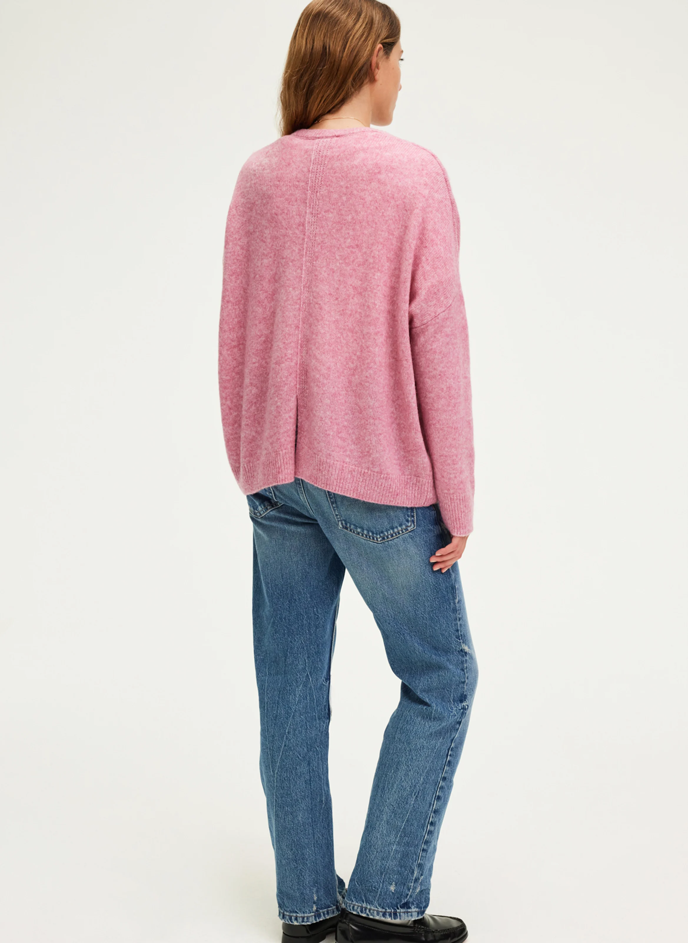 JOURNA - Pull col V en laine mélangée | Rose