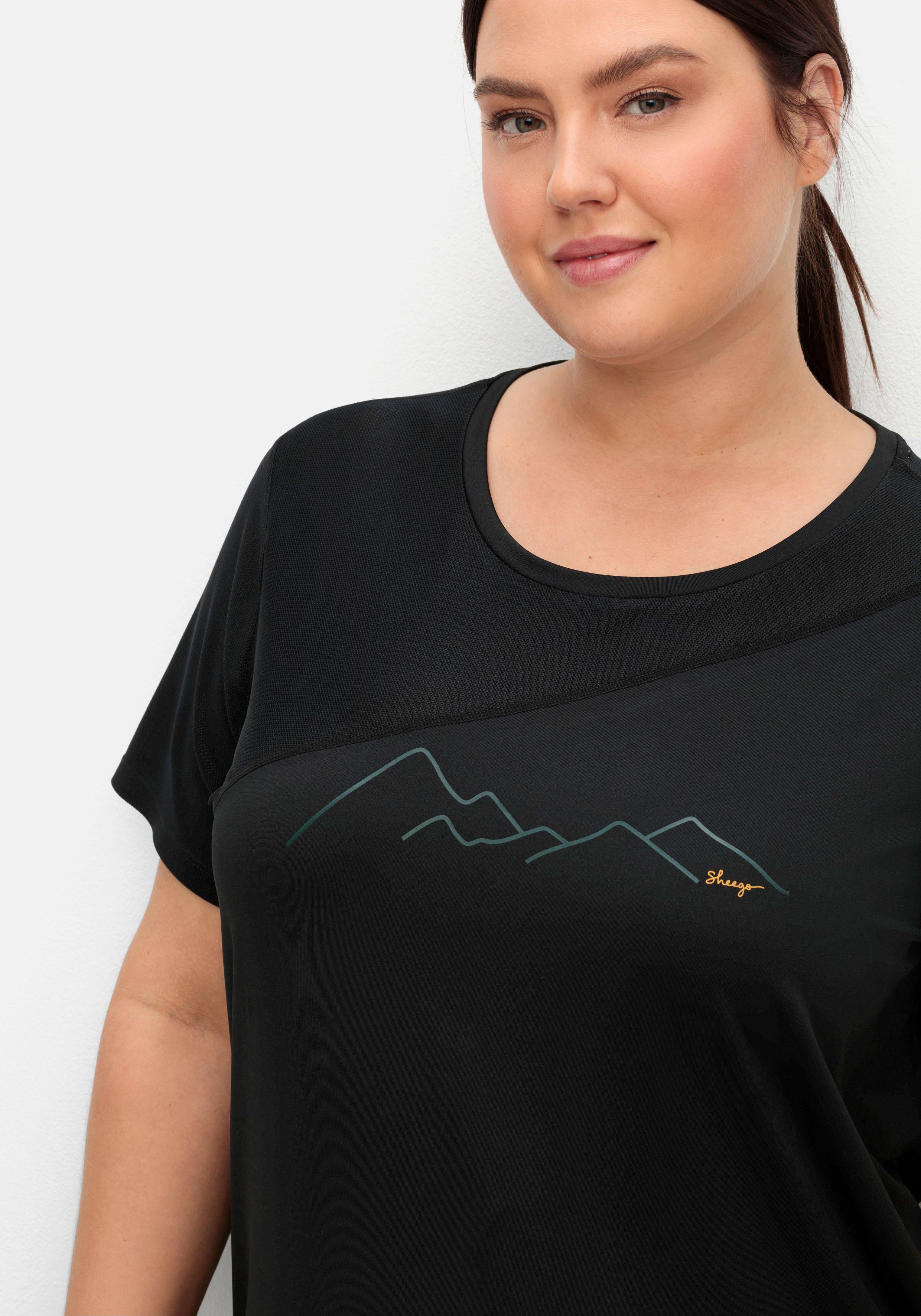 Funktionsshirt mit Mesh-Einsätzen und Frontprint