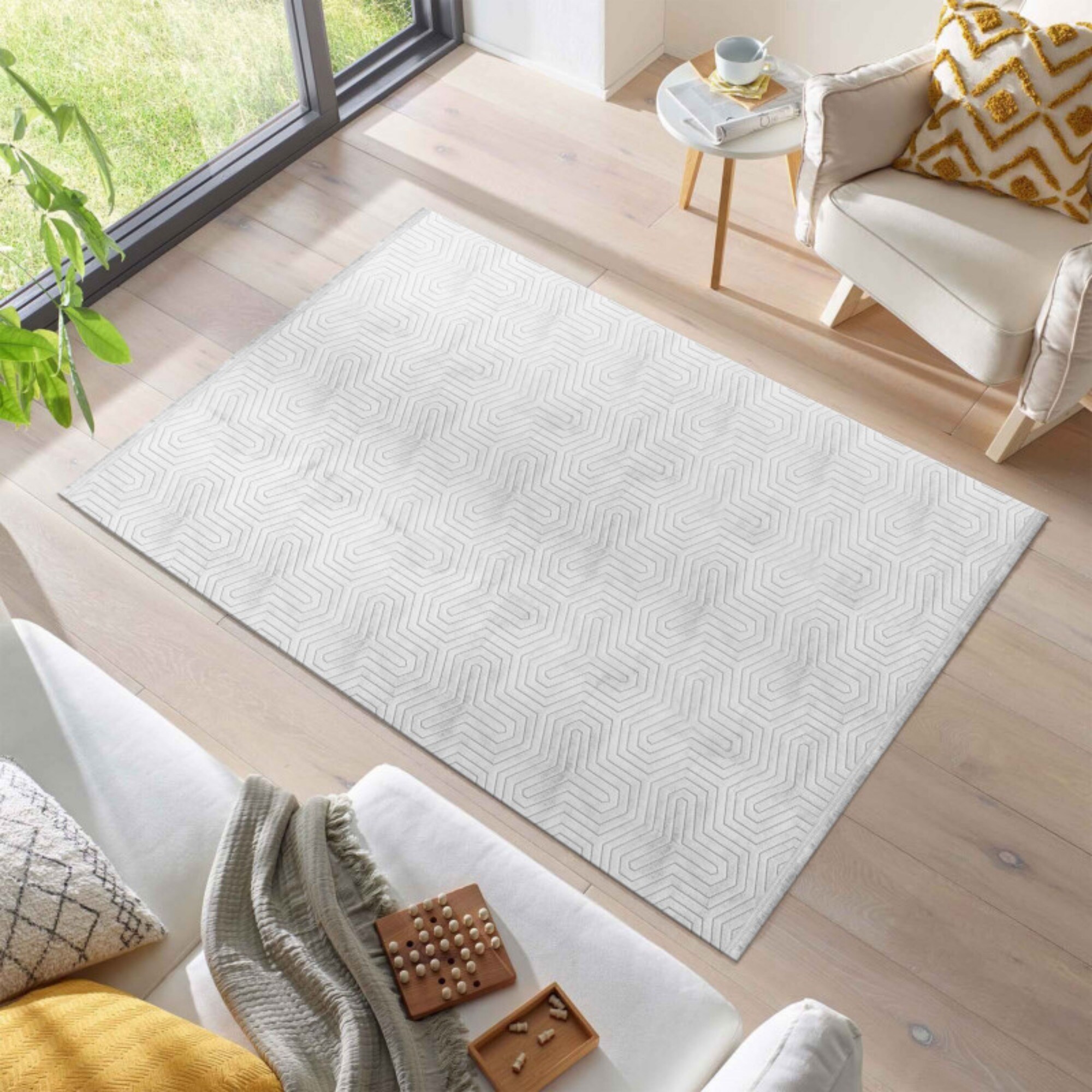 Teppich skandinavische stil, superweich, kurzflor, hoch-tief effekt, Waschbar