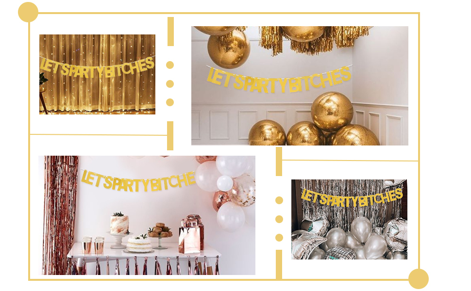Let's Party Girlande Party Dekoration Funny Junggesellinnenabschied Accessoire - Gold