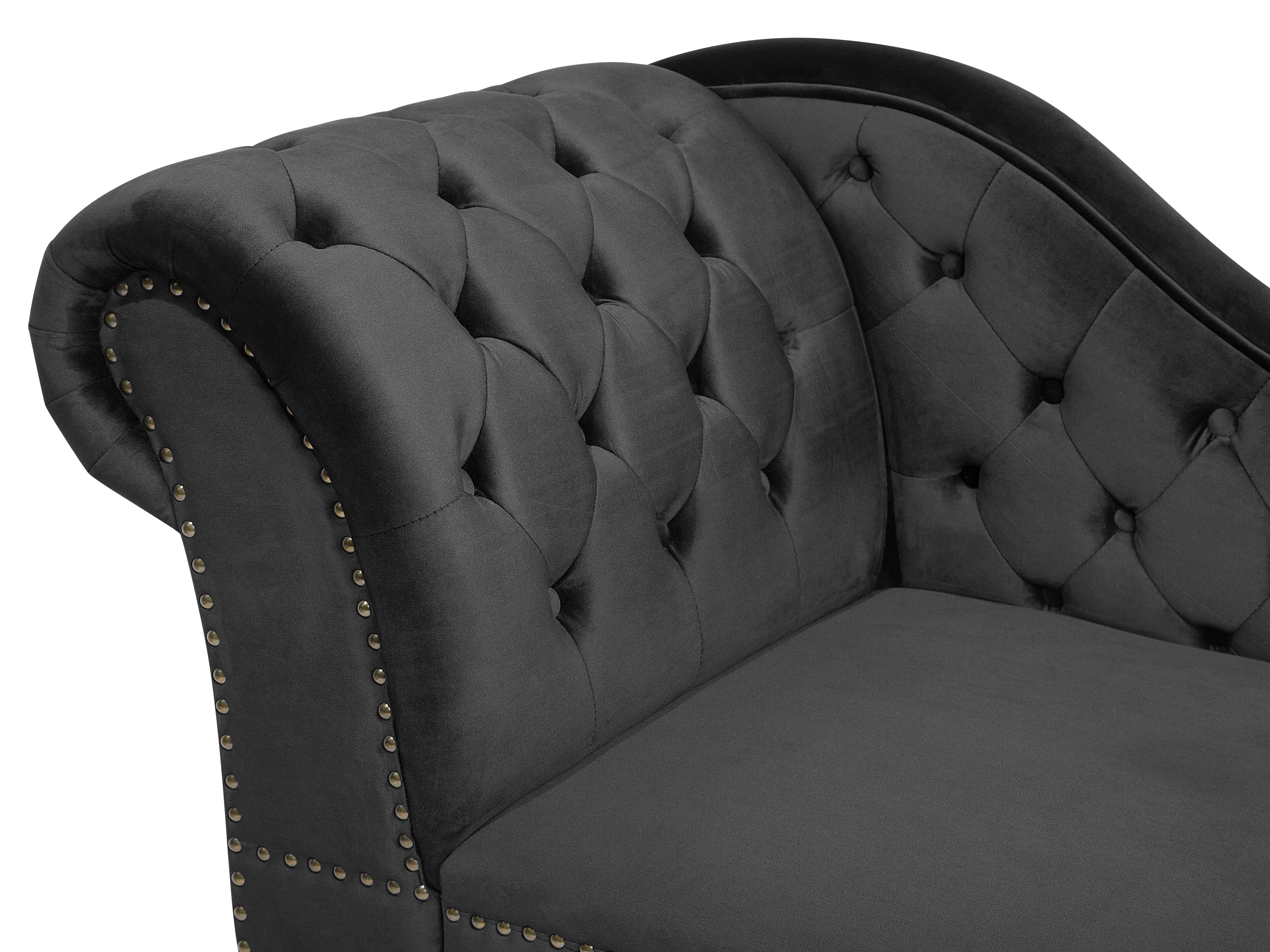 Linkszijdige chaise longue NIMES Fluweel Zwart
