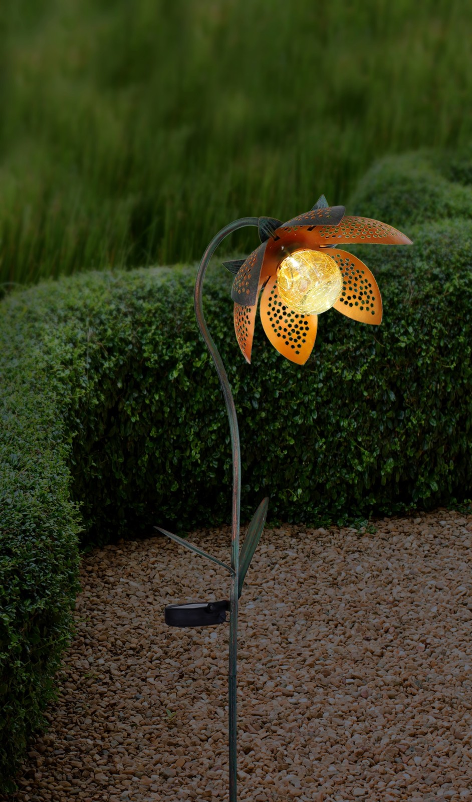 LED-Solarleuchte - gold-grün - 90 cm hoch