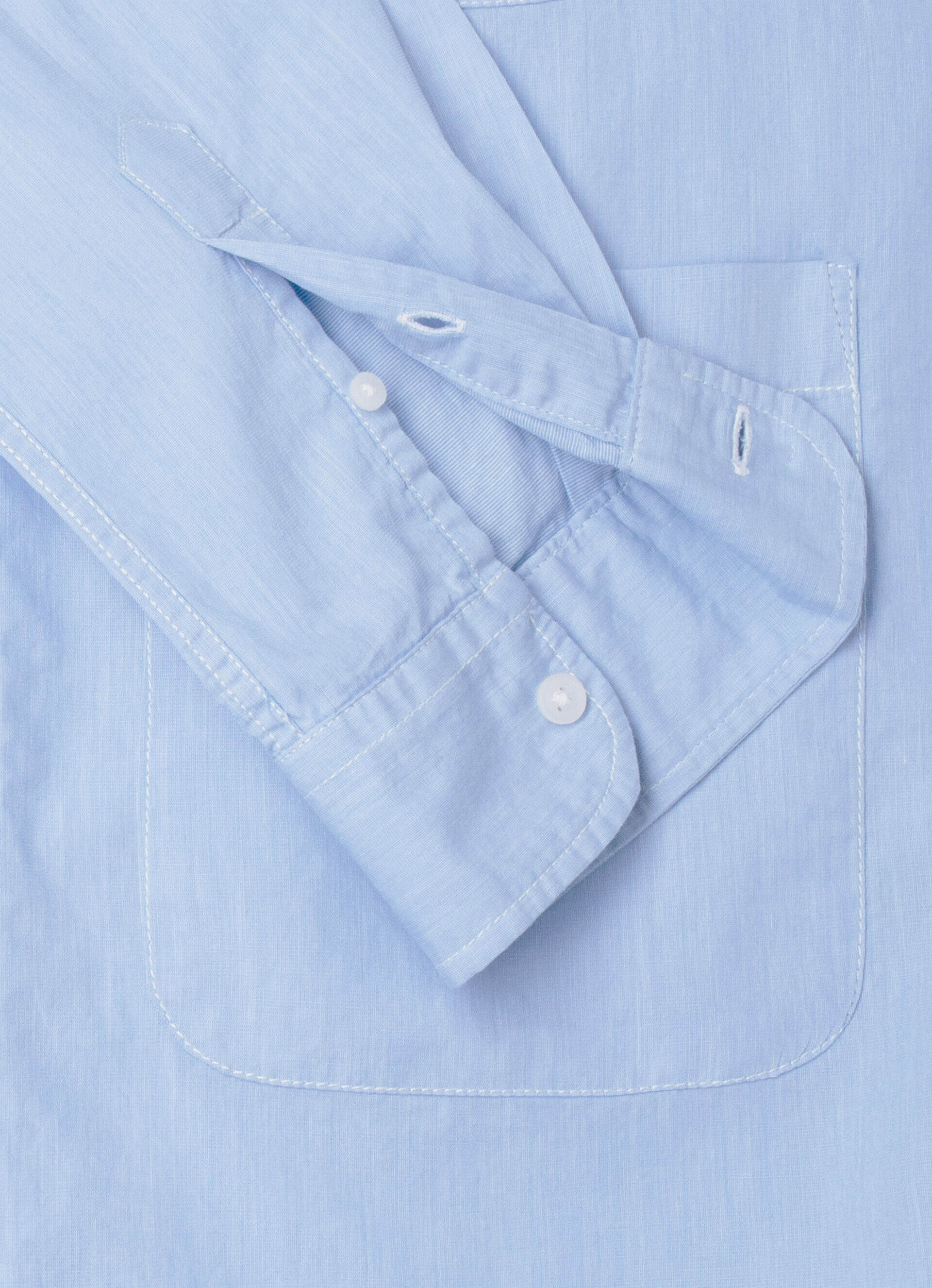 CAMISA FIL A FIL LAMBERT CORTE RETO - azul claro