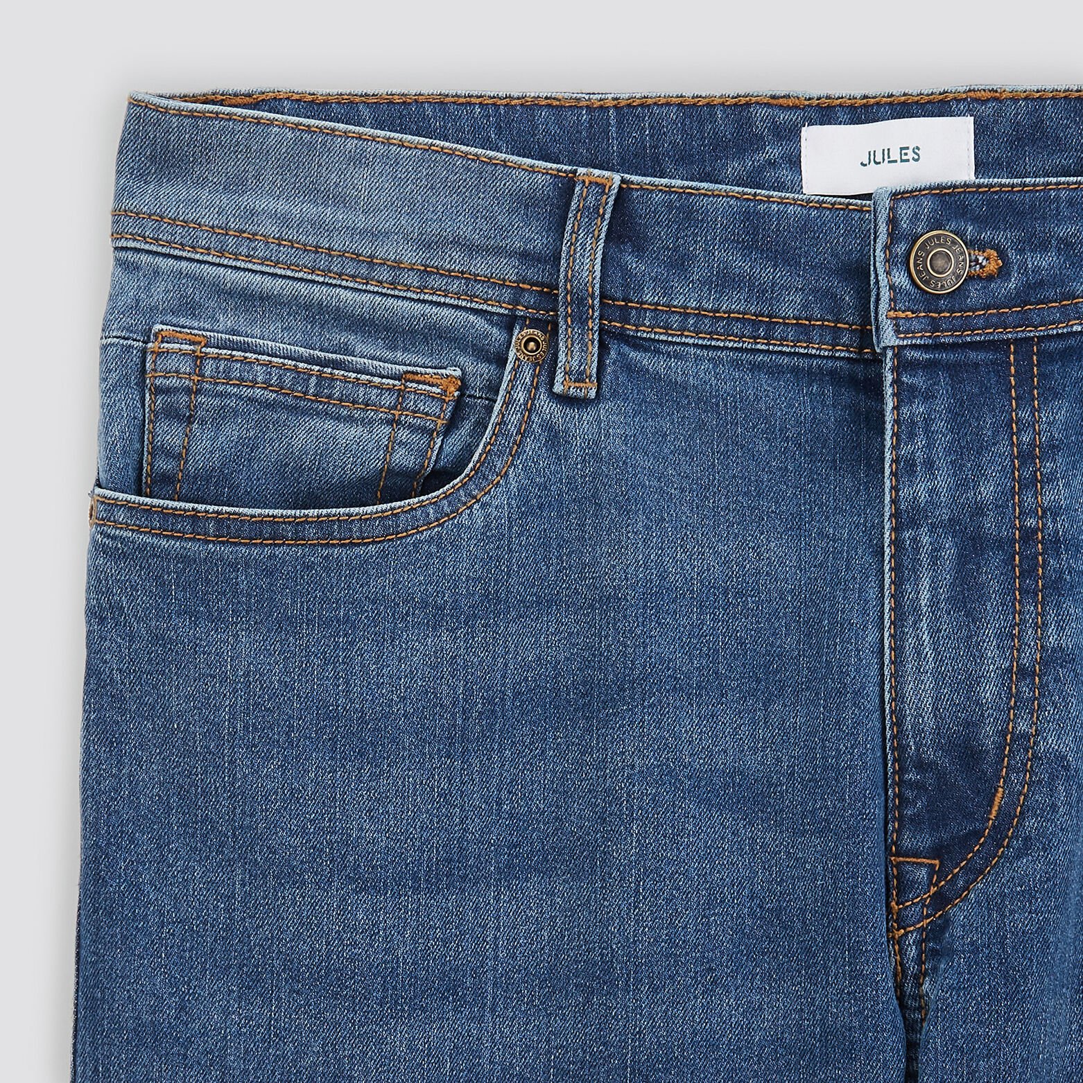Jean regular en coton et polyester recyclés Bleu