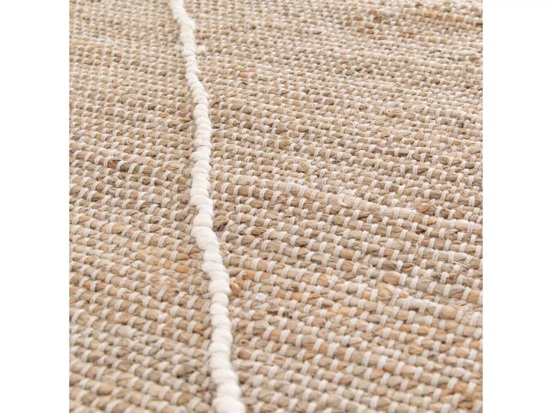 Tapis en jute naturel à motif losange tissé main 200 x 290 cm