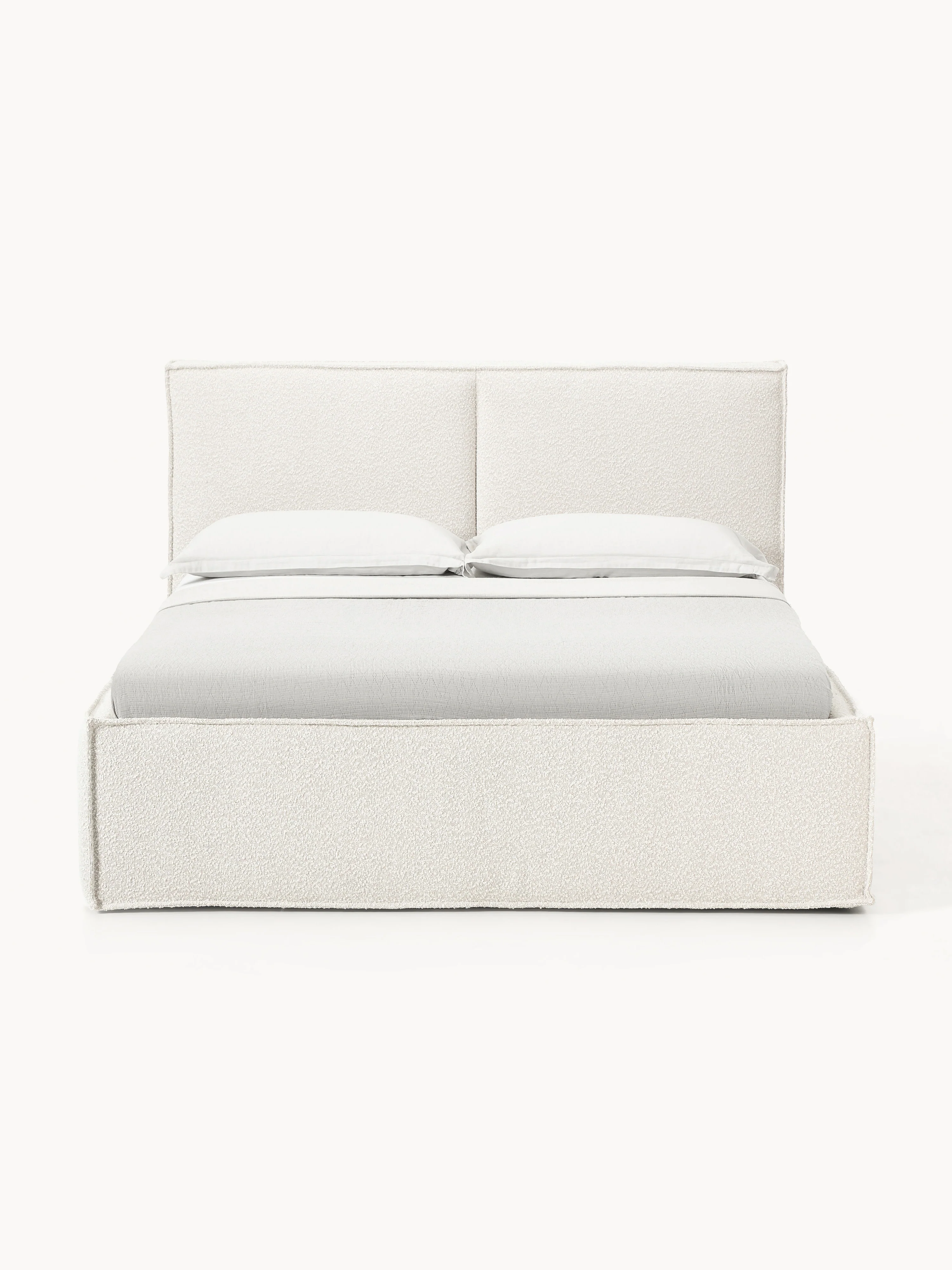 Bouclé gestoffeerd bed Dream met opbergruimte