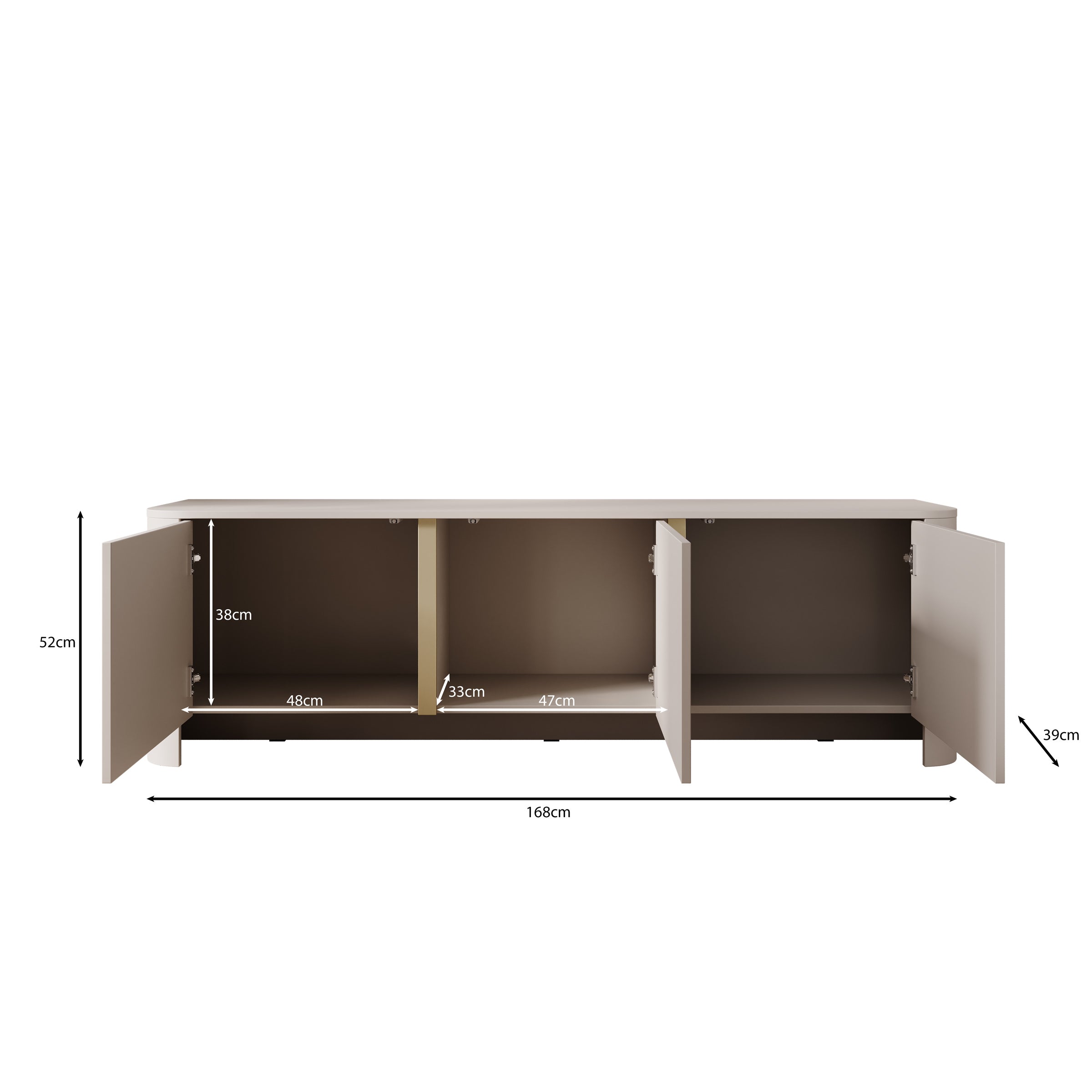 Barbados - TV-Meubel - Beige - 168x39x52 cm