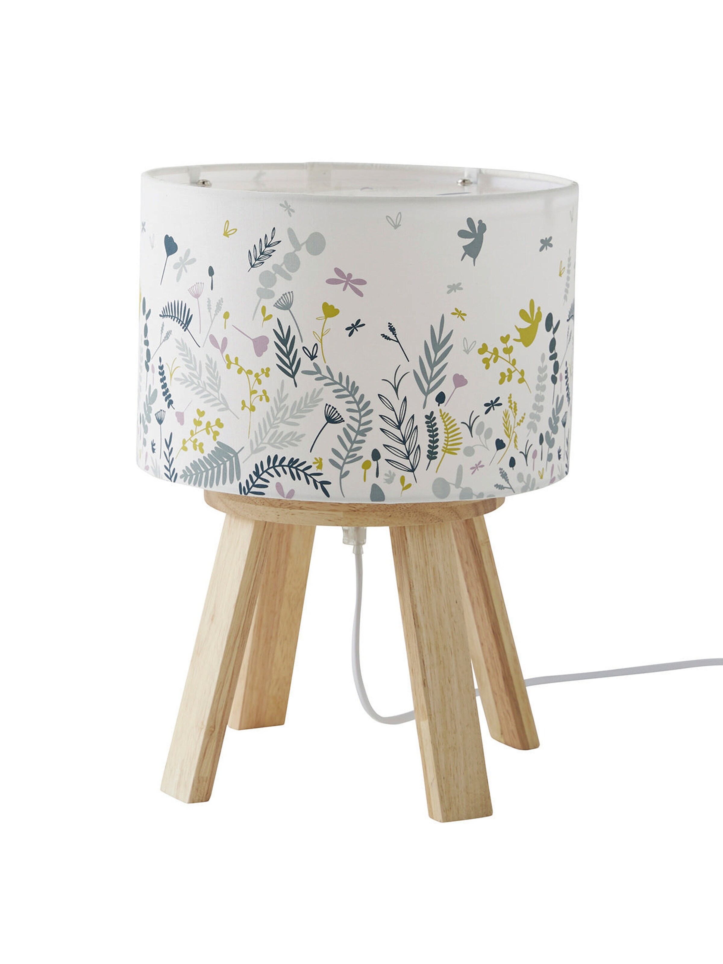 Vertbaudet Kinderzimmer Nachttischlampe BOTANIK weiß bedruckt/natur