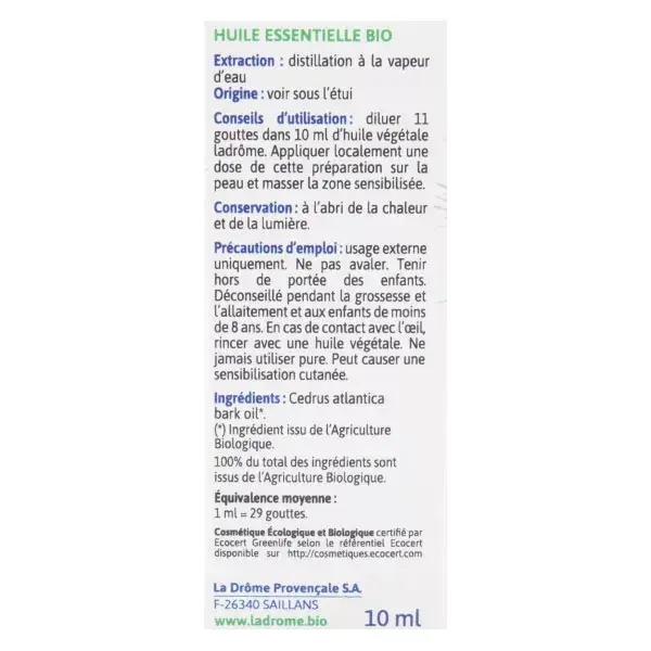 Óleo Essencial de Cedro Orgânico Ladrome 10ml