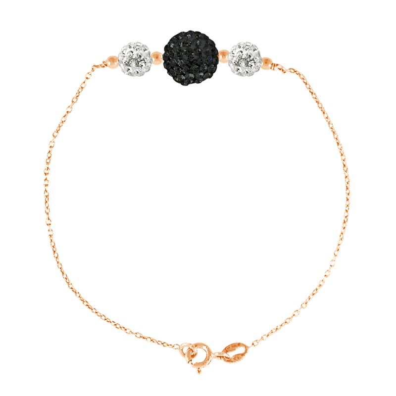 Bracelet trilogie - Cristal blanc/noir - Argent 925