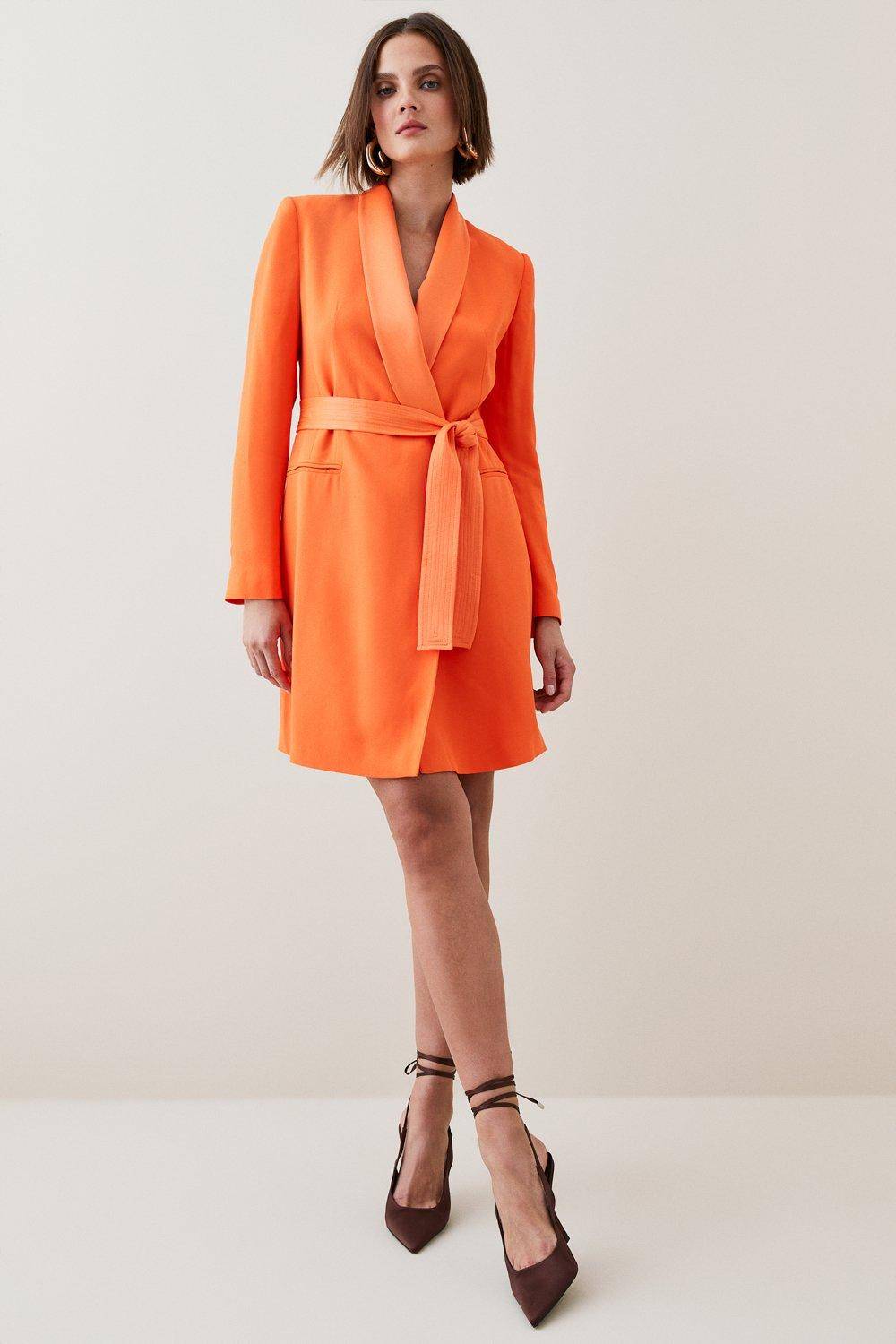 KarenMillen Robe Mini Smoking Ajustée à Effet Portefeuille