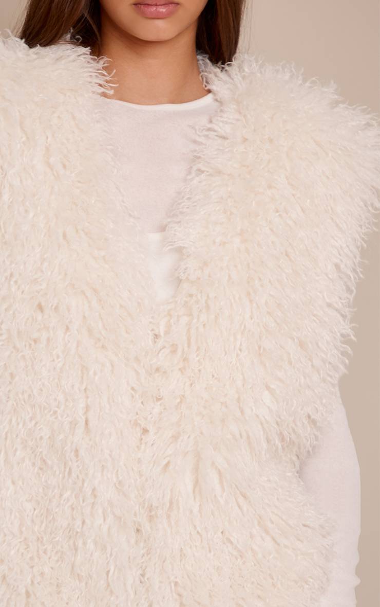 Crème Gilet Sans Manches En Synthétique Mongolienne