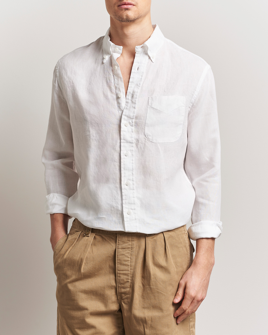 Gitman Vintage Button Down Linen Shirt White
