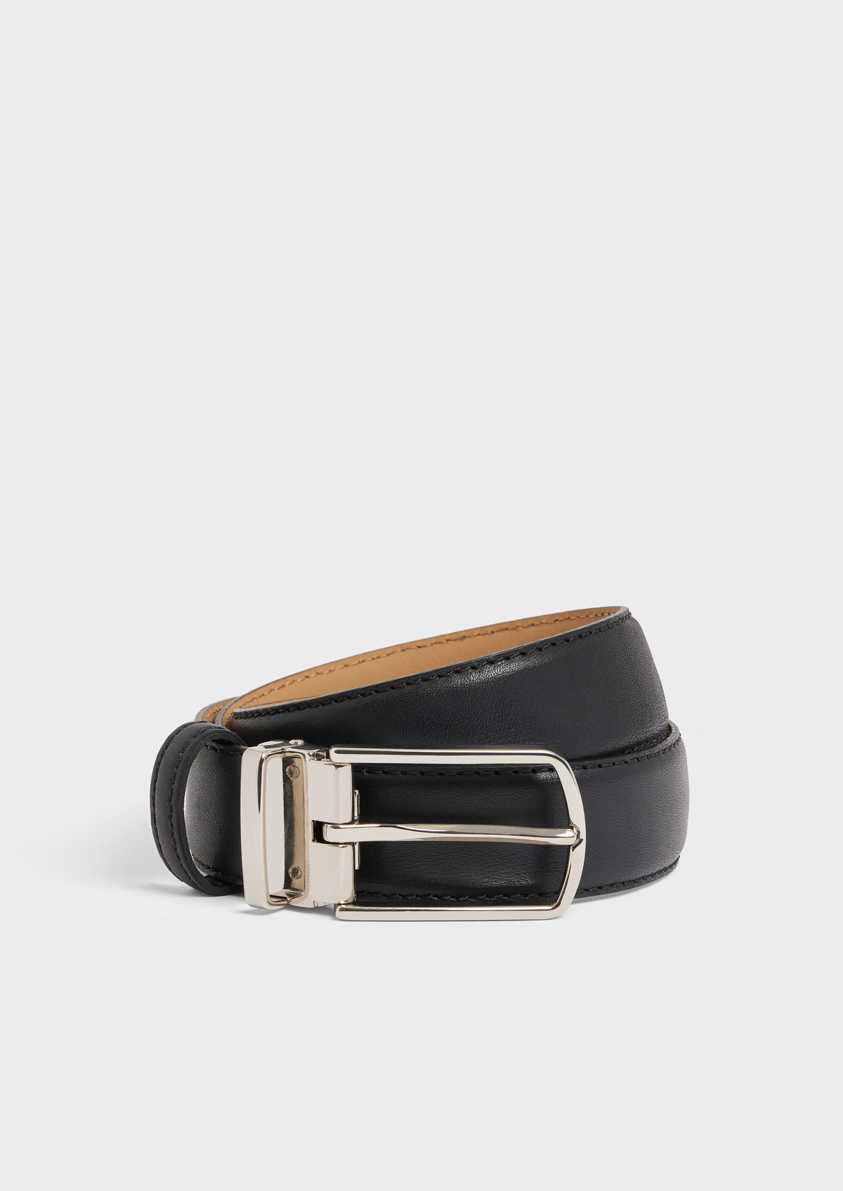 Ceinture ajustable en cuir lisse noir