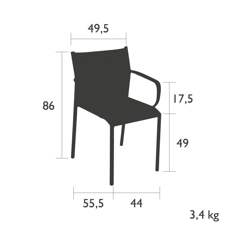 Fermob Cadiz tuinstoel met armleuningen storm grey