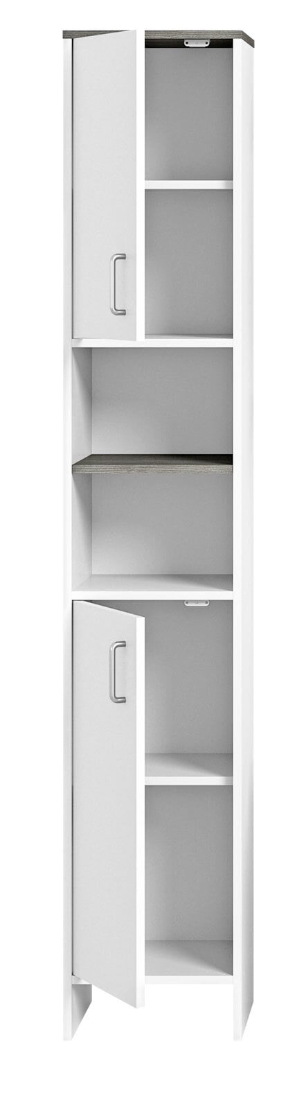 Hochschrank Los Angeles Weiß/Rauchsilber NB
