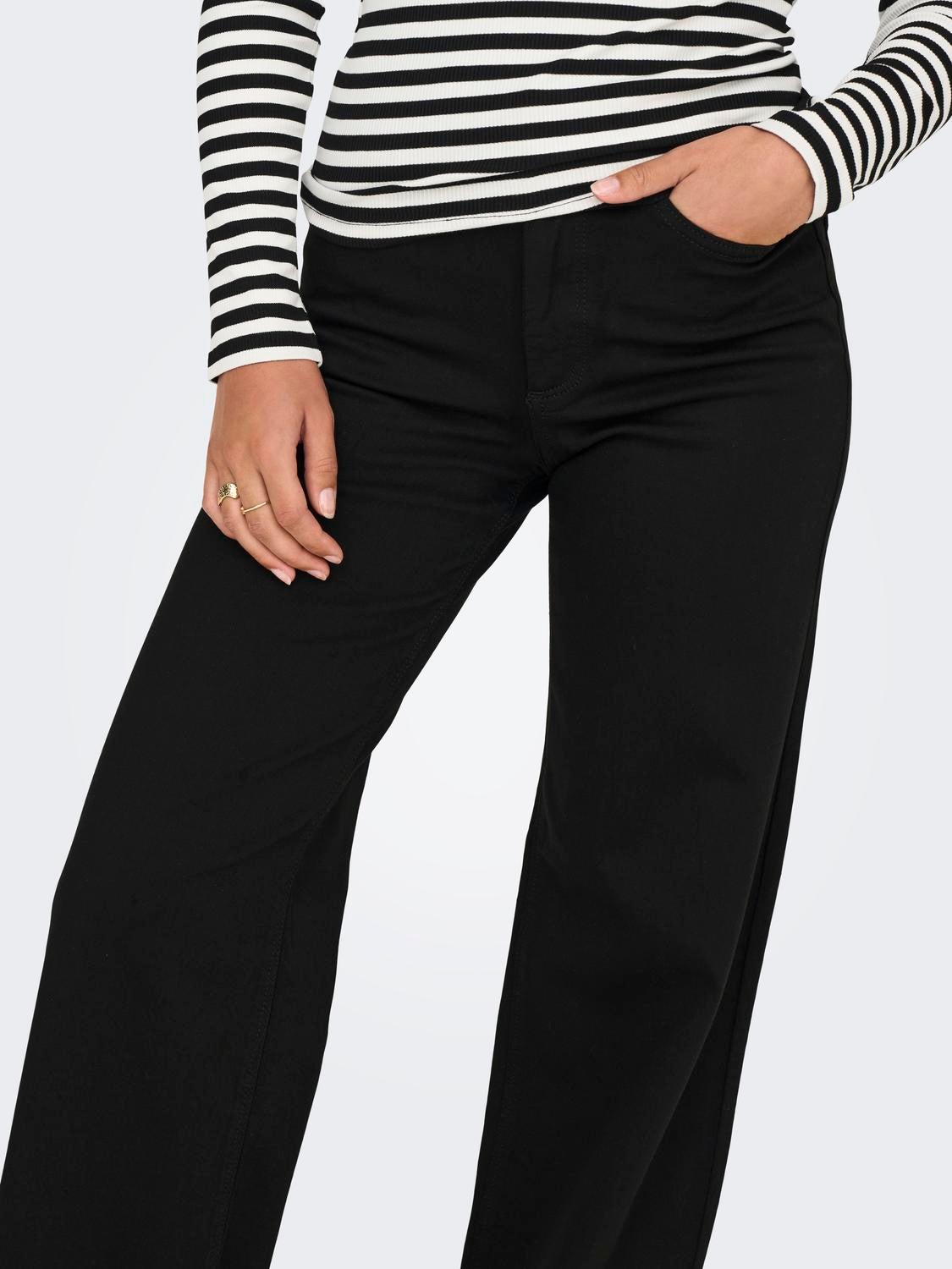 ONLMADISON Hohe Taille Weiter Beinschnitt Jeans Black Denim