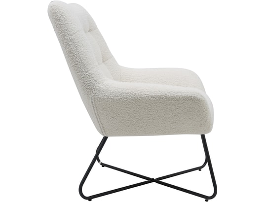 CONCEPT1 - Fauteuil Kami blanc effet laine bouclette